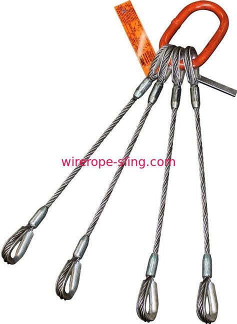 Heavy Duty Four Leg Wire Rope Sling Thimble To Thimble Oblong