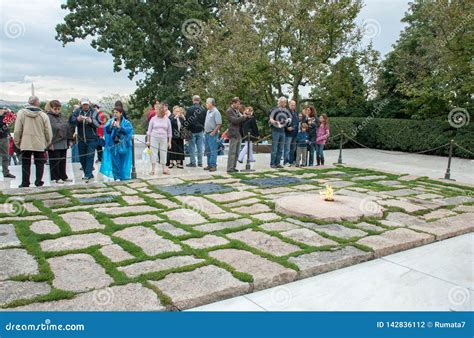 John F Kennedy Eternal Flame And Gravestone On Arlington National