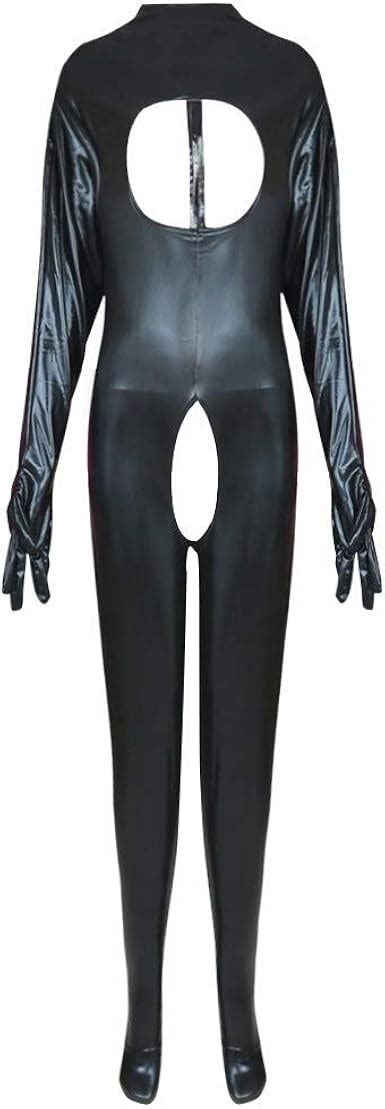 Yuumin Damen Wetlook Leder Body Ganzk Rper Sexy Lack Latex Ouvert