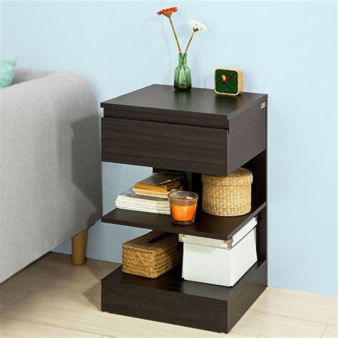 Sobuy Fbt49 Modern End Table Coffee Night Stand Bed Sofa Side Table With 1 Drawer And 2 Living