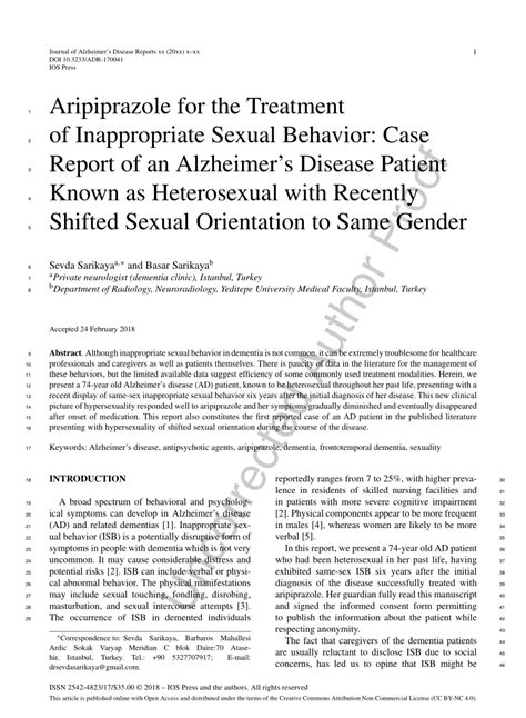 Pdf Aripiprazole For The Treatment Of Inappropriate Sexual Behavior