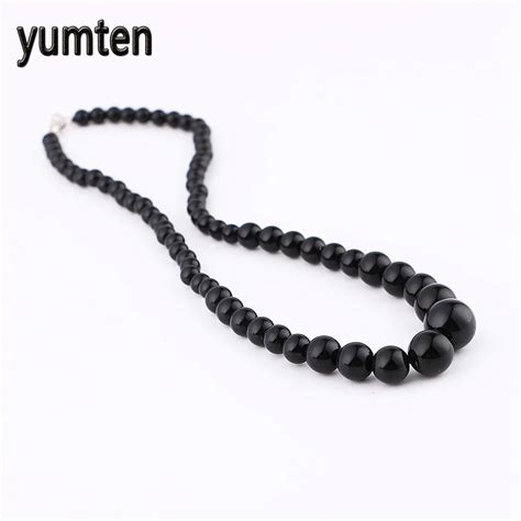 Yumten Obsidian Necklace Natural Stone Power Crystal Women Jewelry Bead