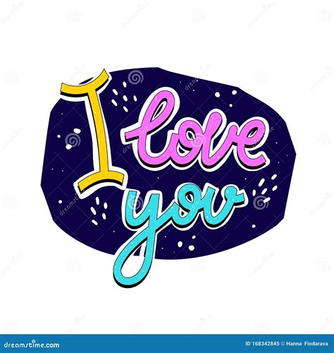 I Love You Hand Drawing Lettering On A Colored Figure Decor Elements