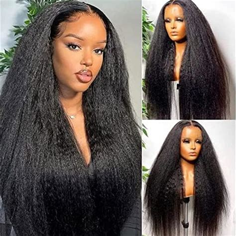 Alidiamond Kinky Straight Lace Front Wig Human Hair For