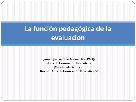 La función pedagógica de la evaluación PPT