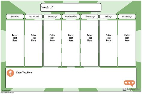 Haftalık Takvim Storyboard By Tr Examples