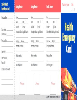 Fillable Online Health Ny Health Emergency Card Health Emergency Card