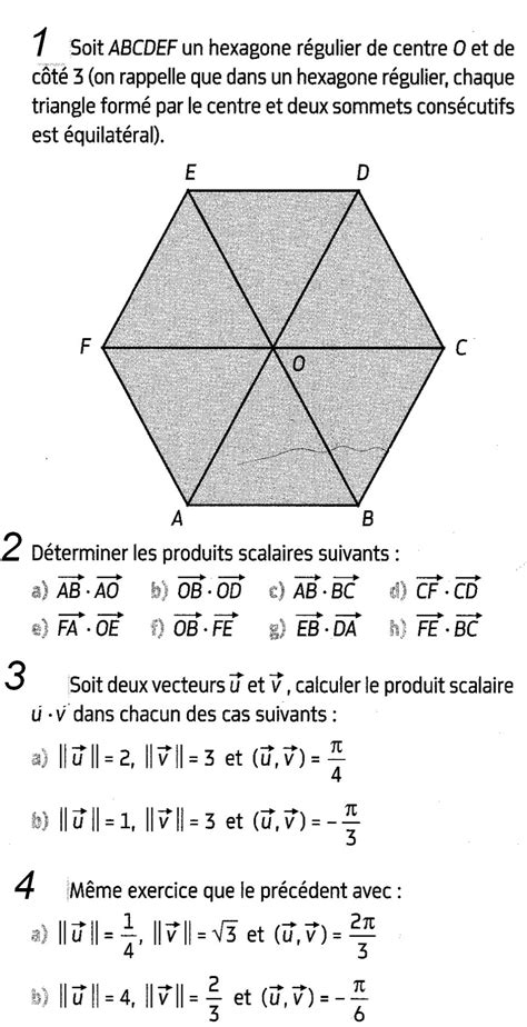 MathBox Exercices Calcul Du Produit Scalaire