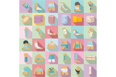 Bandage Icons Set Flat Vector First Aid Graphic By Anatolir