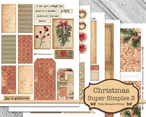 Christmas Super Simples 3 Junk Journal Kit Junk Journal Etsy