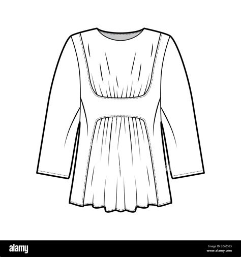 Blouse Technical Fashion Illustration With Oversized Body Gathered