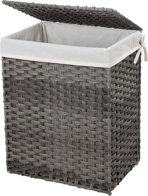 SONGMICS Handwoven Laundry Basket 90L Synthetic Rattan Wicker Clothes