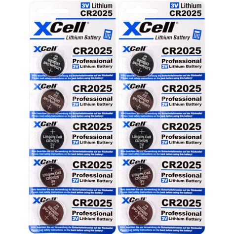 10x CR2025 Lithium Knopfzelle 3V 170mAh 2x 5er Pack