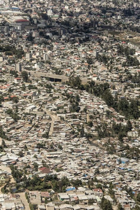 Aerial View Of The Slums Of Addis Ababa Ethiopia Stock Image Image