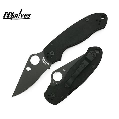 มีดพับ Spyderco Para 3 Folding Knife S45vn Black Plain Blade Black G10