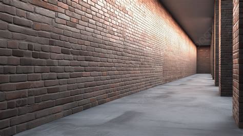 Brick Wall Alley With Concrete Floor Background 3d Illustration Long