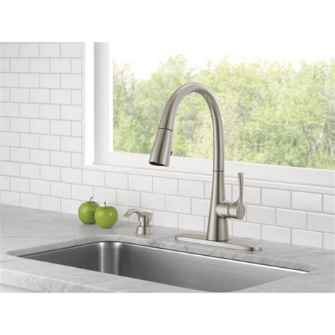 Delta Auburn Single Handle Pull Down Kitchen Faucet With Soap Dipenser