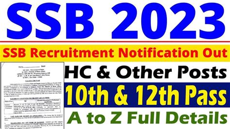 Ssb Recruitment Online Apply For Tradesman Hc Asi