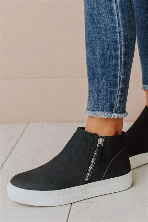 High Top Zipper Sneakers Black Shopperboard