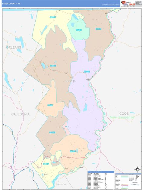 Essex County Vt Wall Map Color Cast Style By Marketmaps