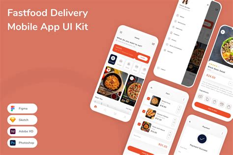 Fastfood Delivery Mobile App UI Kit Gráfico por betush Creative Fabrica