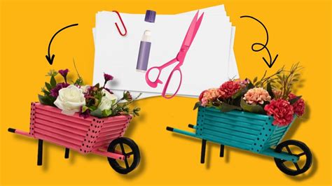 DIY Mini Wheelbarrow Decor Using Paper