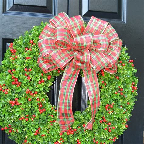 Weatherproof Outdoor Christmas Bow For Wreath Handmade Red Bow