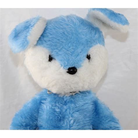 Peluche Lapin BOULGOM Bleu Blanc Vintage Ancien 52 Cm SOS Doudou