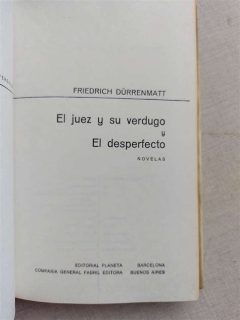 El Juez Y Su Verdugo Y El Desperfecto Friedrich Durrenmatt 1970 Tapa