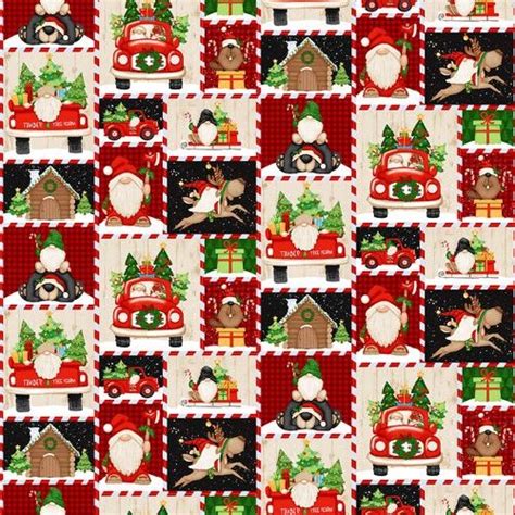 HEG306 89 TIMBER GNOMIES TREE FARM Christmas Patchwork Christmas