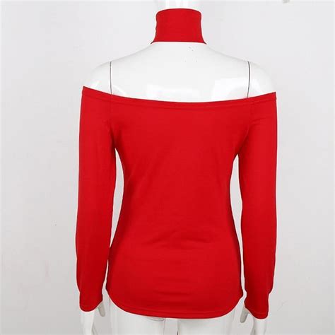 Buy Women Fashion Sexy Neckband Off Shoulder Long Sleeve Top Slim