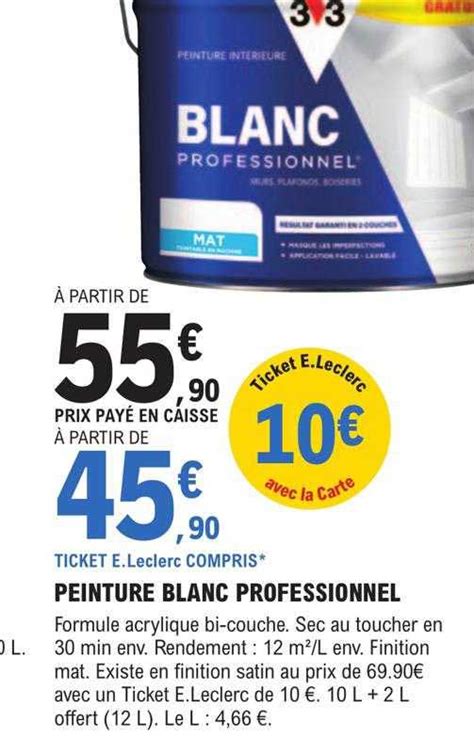 Promo Peinture Blanc Professionnel V Chez E Leclerc Brico Icatalogue Fr