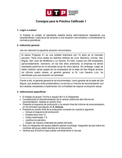 GC N04I Consigna PC 1 21C2A Consigna para la Práctica Calificada 1