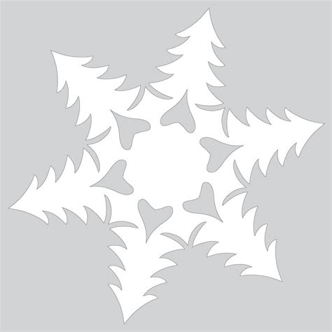 Paper Snowflake Pattern With Christmas Trees Cut Out Template Free Printable Papercraft Templates