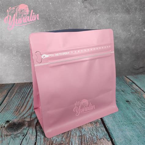 Jual Kemasan Flat Bottom Zipper Persegi 150gr Pink Soft Kemasan