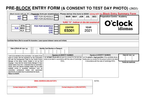 Formulario Matr Cula Es Urkide Pre Block Entry Form Consent To