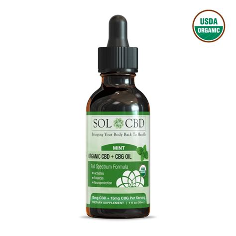 Organic Cbg Cbd Oil Tincture Mint Full Spectrum Cbd Tincture