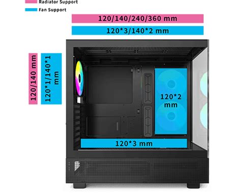 Montech Xr Black Fish Tank Window Mid Tower Pc Case With X Argb Fans