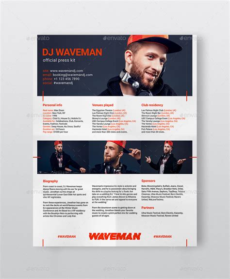 Modern Dj Press Kit Rider Resume Psd Template Print Templates