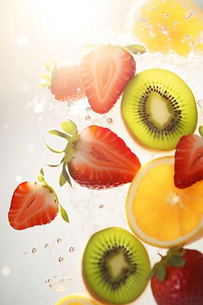 Premium Ai Image A Glass Of Water With A Strawberry And Kiwi Fruit In It