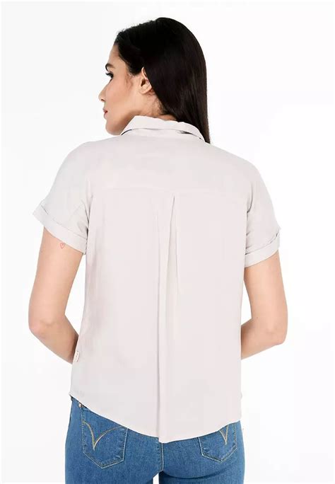 Buy Redgirl Short Sleeves With Collar Blouse 2024 Online Zalora