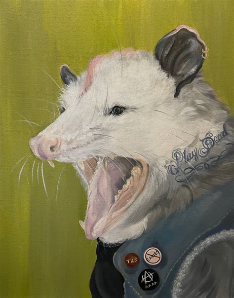 Punk Possum Painting Possum Art Punk Animal Parody Art Funny Animal