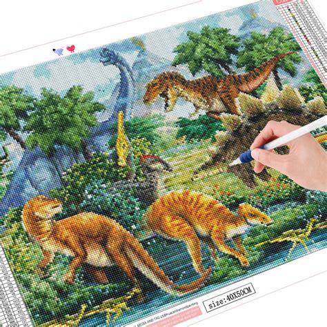 Broderie Diamant Parc Des Dinosaures 40 X 50 Cm Lartera