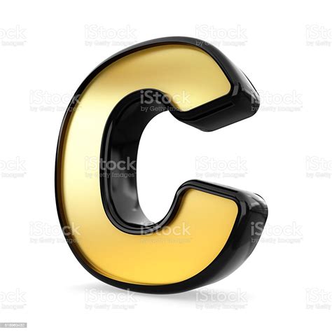 3d Gold And Black Metal Letter C Isolated White Background Stock Photo