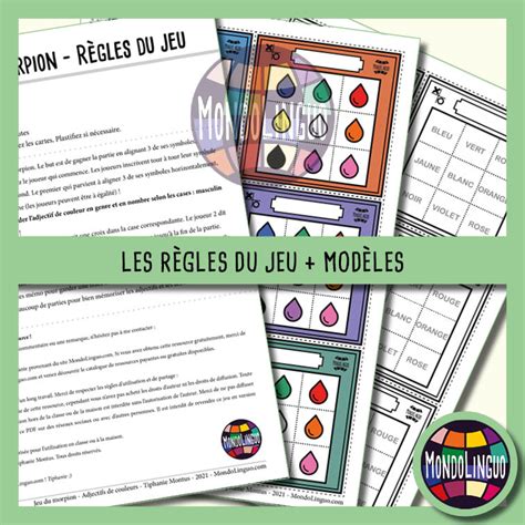 Jeu Morpion Des Adjectifs De Couleurs