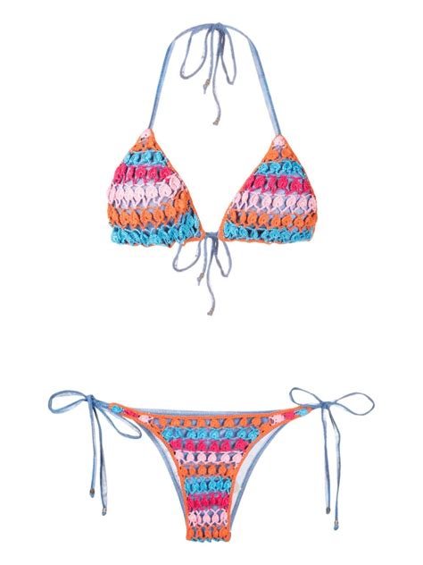 Amir Slama Crochet Knit Bikini Set Farfetch