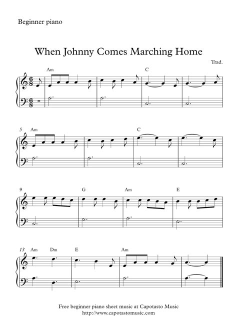 Easy Piano Sheet Music For Beginners Free Printables