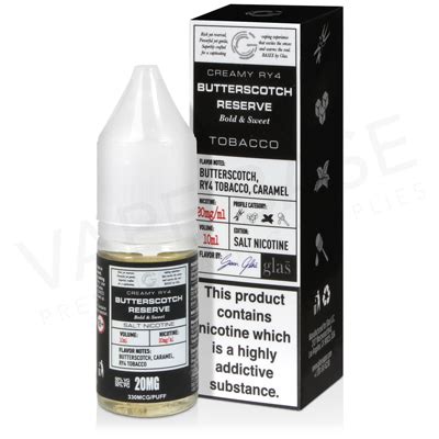 Butterscotch Reserve Nic Salt E Liquid By Glas Glas Nicotine Salts