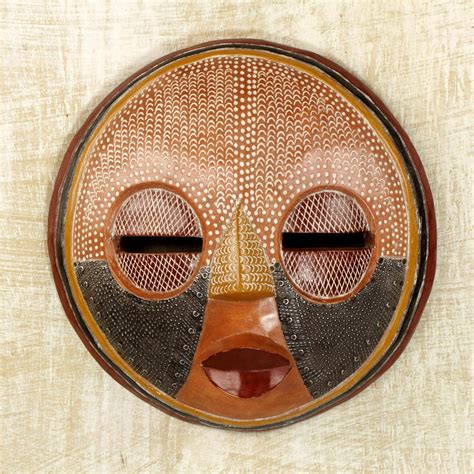 Unicef Market Handcrafted African Sese Wood Wall Mask From Ghana