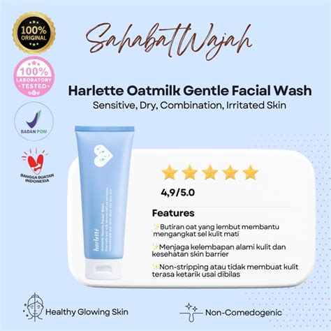 Jual Harlette Oatmilk Gentle Facial Wash Sensitive Dry Combination